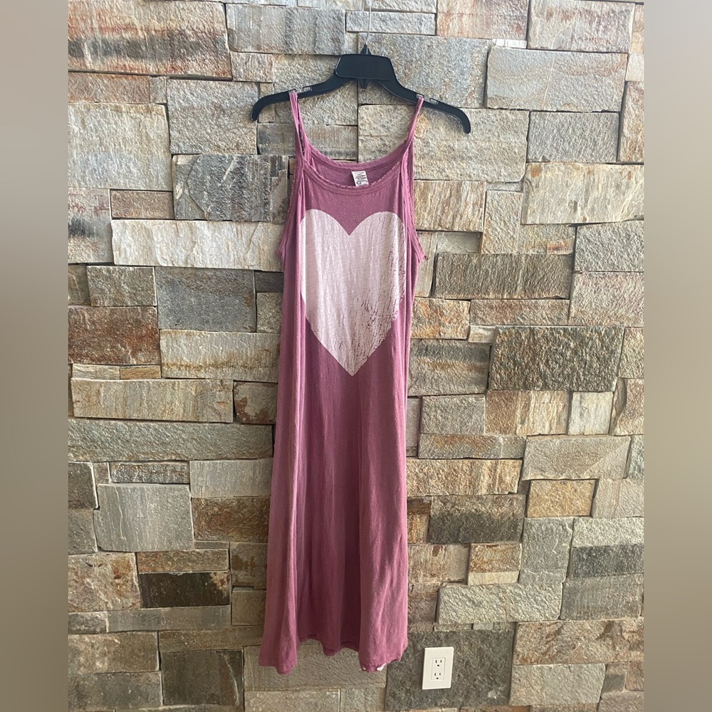 Magnolia Pearl heart tshirt dress faded raspberry color